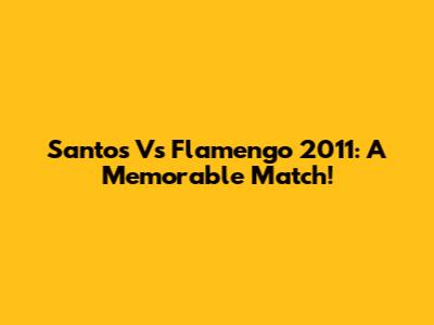 Santos Vs Flamengo 2011: A Memorable Match!