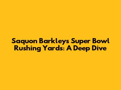 Saquon Barkley's Super Bowl Rushing Yards: A Deep Dive