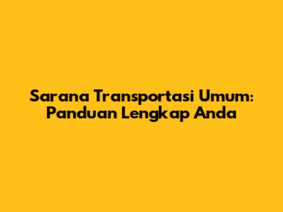 Sarana Transportasi Umum: Panduan Lengkap Anda
