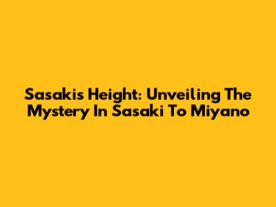Sasaki's Height: Unveiling The Mystery In Sasaki To Miyano