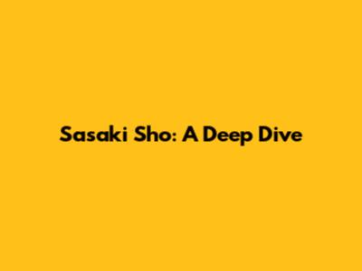 Sasaki Sho: A Deep Dive