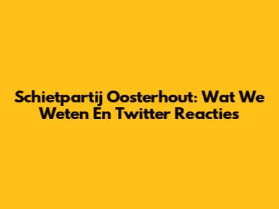 Schietpartij Oosterhout: Wat We Weten En Twitter Reacties