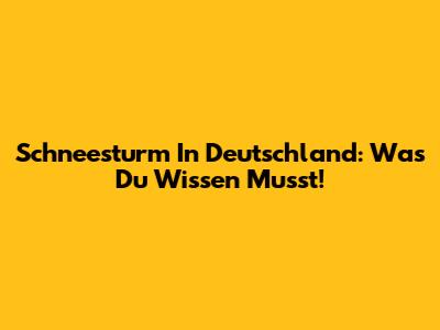 Schneesturm In Deutschland: Was Du Wissen Musst!