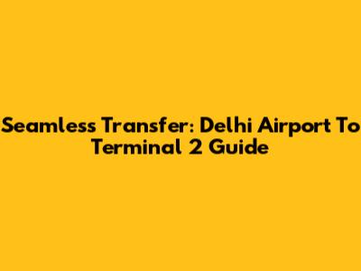 Seamless Transfer: Delhi Airport To Terminal 2 Guide