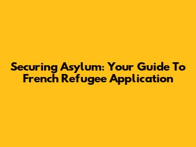 Securing Asylum: Your Guide To French Refugee Application