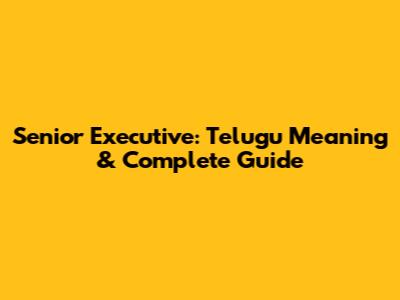 Senior Executive: Telugu Meaning & Complete Guide