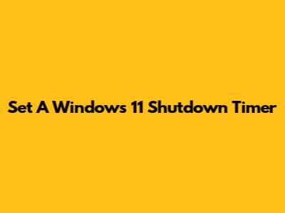 Set A Windows 11 Shutdown Timer
