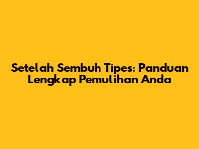 Setelah Sembuh Tipes: Panduan Lengkap Pemulihan Anda