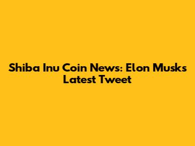 Shiba Inu Coin News: Elon Musk's Latest Tweet