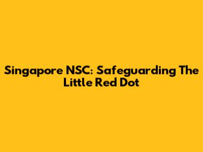 Singapore NSC: Safeguarding The Little Red Dot