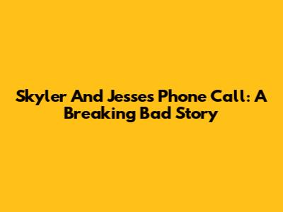 Skyler And Jesse's Phone Call: A Breaking Bad Story
