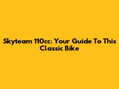 Skyteam 110cc: Your Guide To This Classic Bike