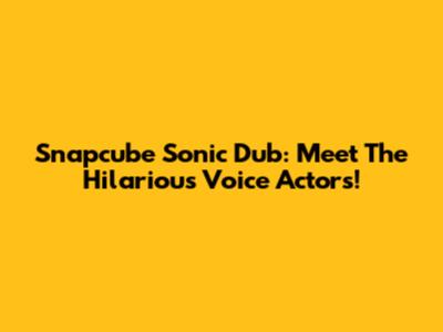 Snapcube Sonic Dub: Meet The Hilarious Voice Actors!