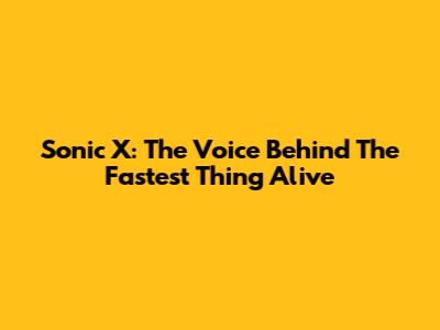 Sonic X: The Voice Behind The Fastest Thing Alive