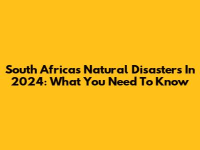 South Africa's Natural Disasters In 2024: What You Need To Know