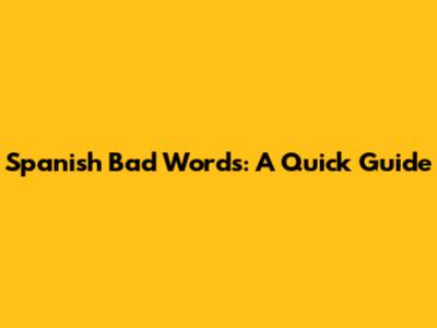 Spanish Bad Words: A Quick Guide