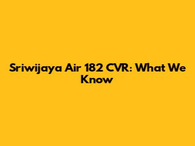 Sriwijaya Air 182 CVR: What We Know