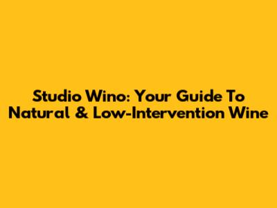 Studio Wino: Your Guide To Natural & Low-Intervention Wine