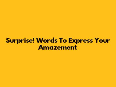 Surprise! Words To Express Your Amazement