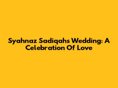 Syahnaz Sadiqah's Wedding: A Celebration Of Love