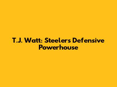 T.J. Watt: Steelers' Defensive Powerhouse