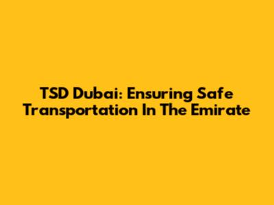 TSD Dubai: Ensuring Safe Transportation In The Emirate
