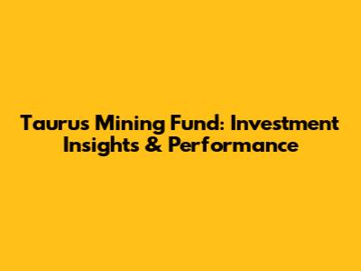 Taurus Mining Fund: Investment Insights & Performance
