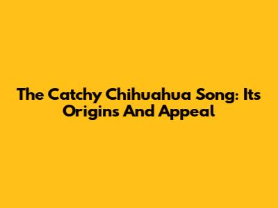 The Catchy Chihuahua Song: Its Origins And Appeal