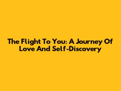 The Flight To You: A Journey Of Love And Self-Discovery