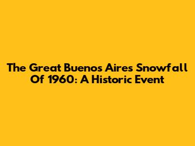 The Great Buenos Aires Snowfall Of 1960: A Historic Event
