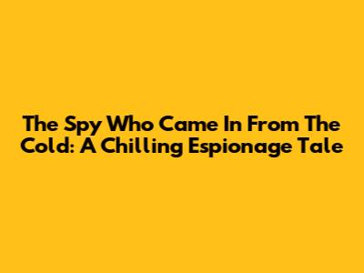 The Spy Who Came In From The Cold: A Chilling Espionage Tale