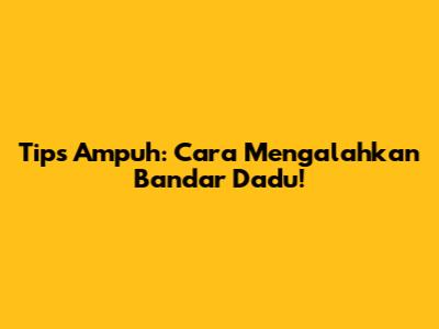 Tips Ampuh: Cara Mengalahkan Bandar Dadu!