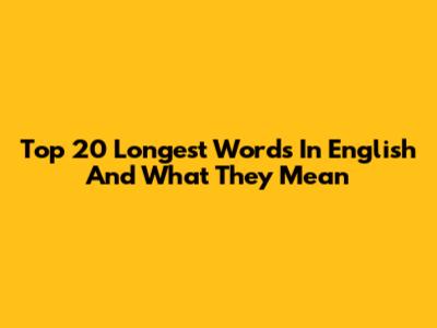 Top 20 Longest Words In English And What They Mean