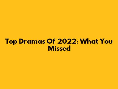 Top Dramas Of 2022: What You Missed