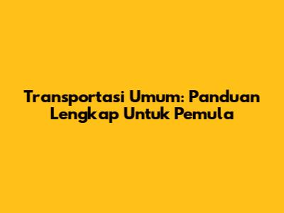 Transportasi Umum: Panduan Lengkap Untuk Pemula