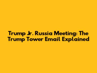 Trump Jr. Russia Meeting: The Trump Tower Email Explained