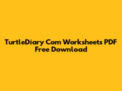 TurtleDiary Com Worksheets PDF Free Download