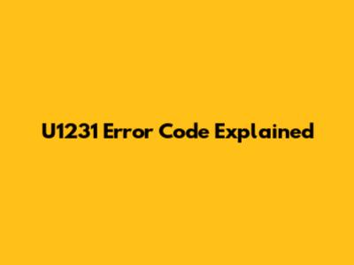 U1231 Error Code Explained