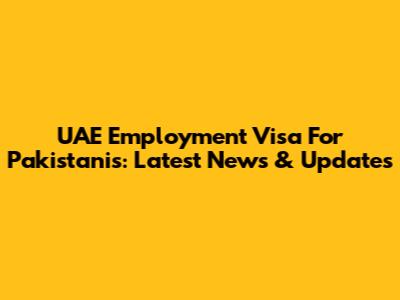 UAE Employment Visa For Pakistanis: Latest News & Updates