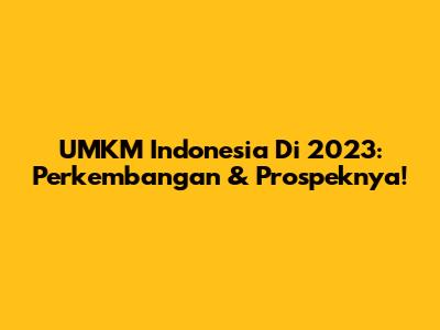 UMKM Indonesia Di 2023: Perkembangan & Prospeknya!