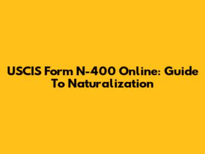 USCIS Form N-400 Online: Guide To Naturalization