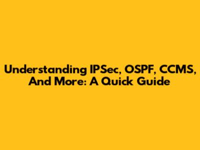 Understanding IPSec, OSPF, CCMS, And More: A Quick Guide