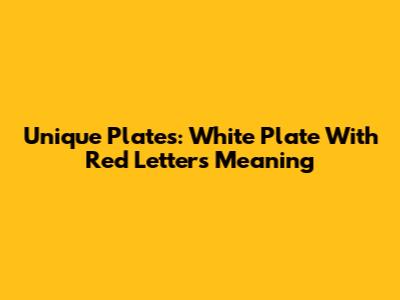 Unique Plates: White Plate With Red Letters Meaning