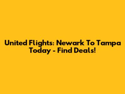 United Flights: Newark To Tampa Today - Find Deals!