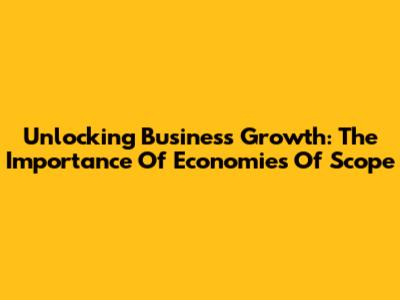Unlocking Business Growth: The Importance Of Economies Of Scope