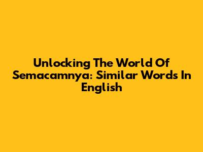 Unlocking The World Of 'Semacamnya': Similar Words In English