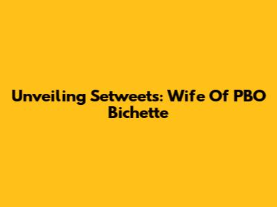 Unveiling Setweets: Wife Of PBO Bichette
