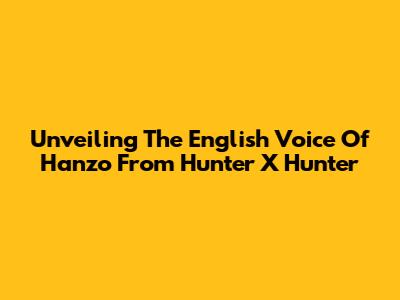 Unveiling The English Voice Of Hanzo From Hunter X Hunter