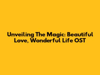 Unveiling The Magic: Beautiful Love, Wonderful Life OST