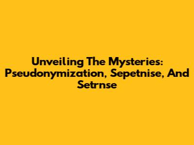 Unveiling The Mysteries: Pseudonymization, Sepetnise, And Setrnse